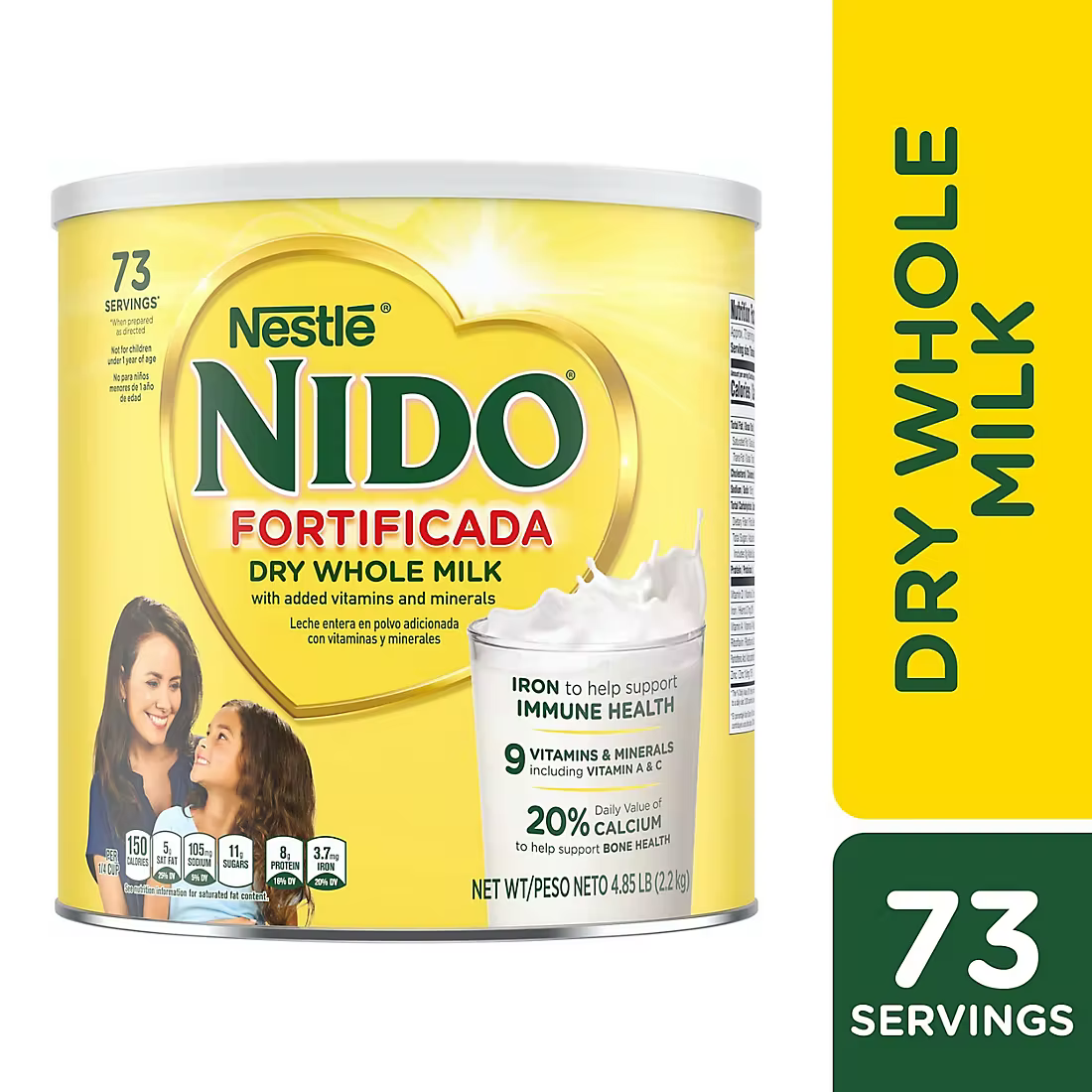 Nido Fortificada Powdered Drink Mix Dry Whole Milk Powder With Vitamins And Minerals Canister, 4.85 lbs.