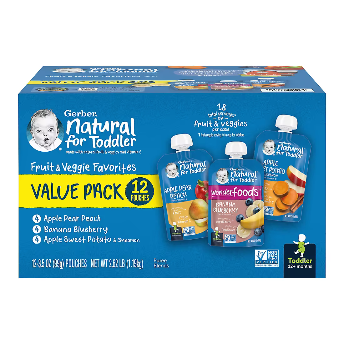 Gerber Natural Baby Food Pouches for Toddler 12+ Months, 12 pk./3.5 oz.