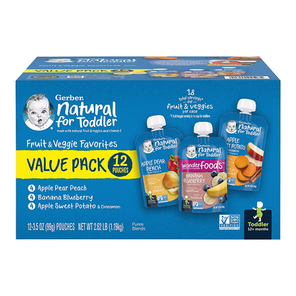 Gerber Natural Baby Food Pouches for Toddler 12+ Months, 12 pk./3.5 oz.