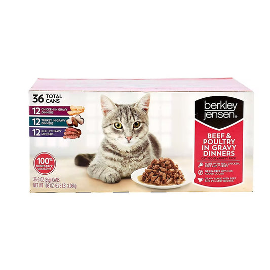 Berkley Jensen Beef and Poultry in Gravy Dinners, 36 ct.