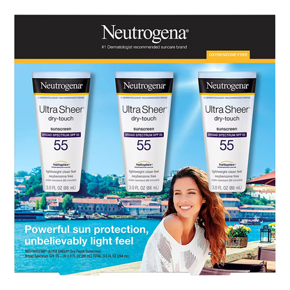 Neutrogena Ultra Sheer Dry-Touch Sunscreen Lotion, 3 ct.