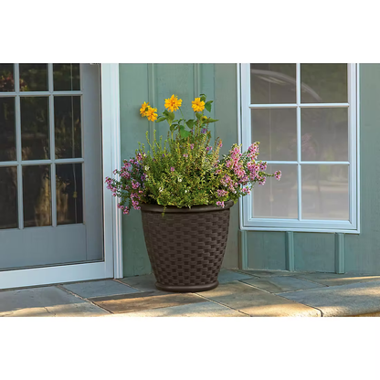 Suncast 18" Sonora Resin Wicker Planters, 2 pk. - Java