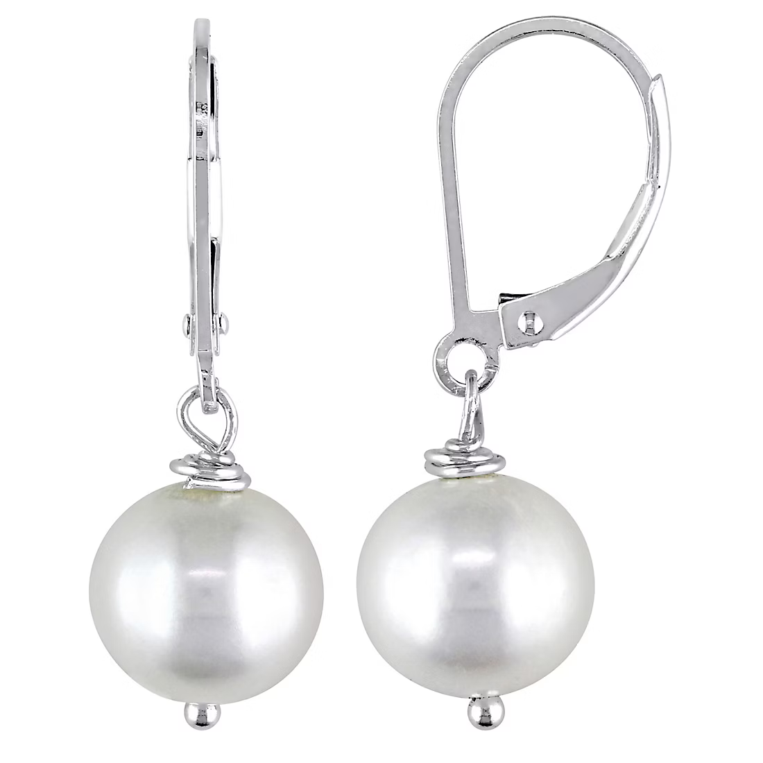 10-11mm Cultured Freshwater Pearl Drop Earrings in Sterling Silver