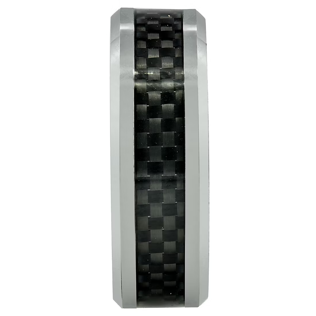 Men's Black Carbon Fiber Inlay Ring in Tungsten