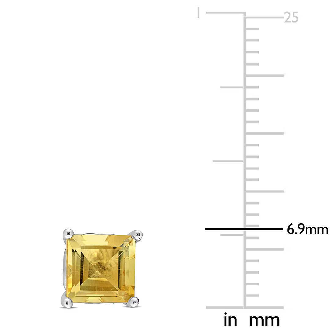 2.10 ct. t.g.w. Square Citrine Stud Earrings in Sterling Silver