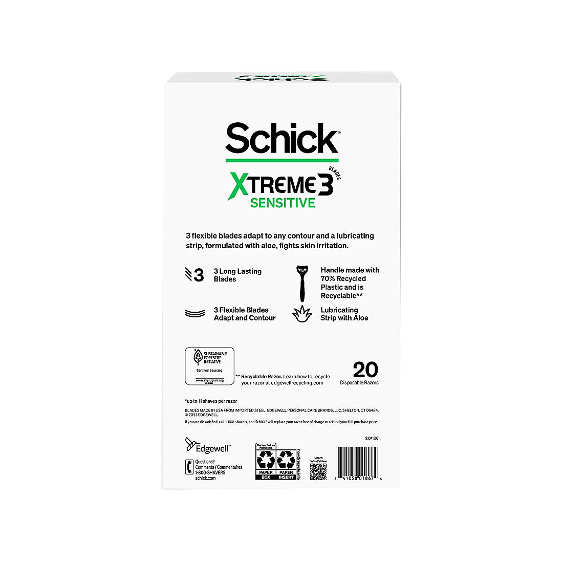 Schick Xtreme 3 Disposable Razors for Men, 20 ct.