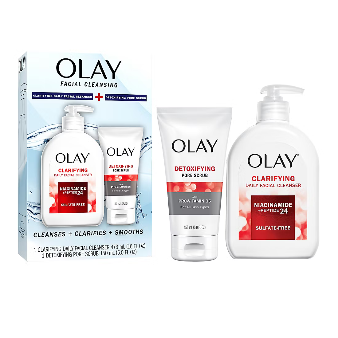 Olay Facial Cleansing Duo, 16 fl. oz. Face Wash and 5 fl. oz. Pore Scrub